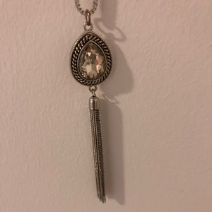 NWOT Long necklace w/ crystal & tassel charm